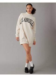 American Eagle Oversized Fleece Mock Neck City Graphic Mini Dress  - Image 1