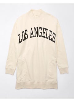 American Eagle Oversized Fleece Mock Neck City Graphic Mini Dress  - Image 3