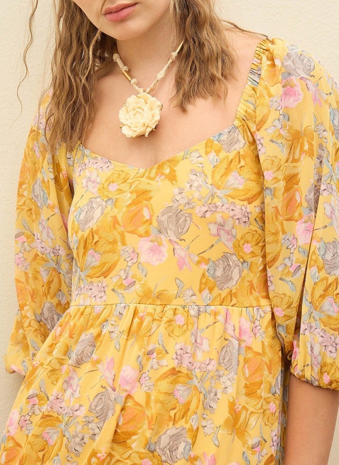 ساسافراس فستان ماكسي جورجيت بطبعة زهور للنساء - Image 2