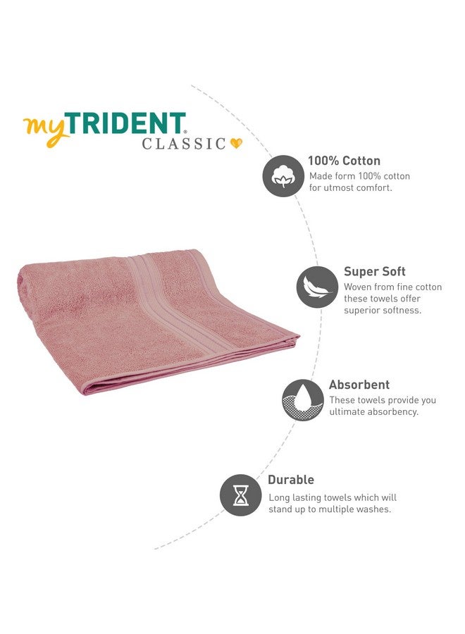 MYTRIDENT Bath Towel for Men Large Size, Cotton Bath Towel for Women, Classic Towel, 525 GSM 100% Cotton Towel for Bath, 1 Pc Bath Towel - Soft Berry - Image 3