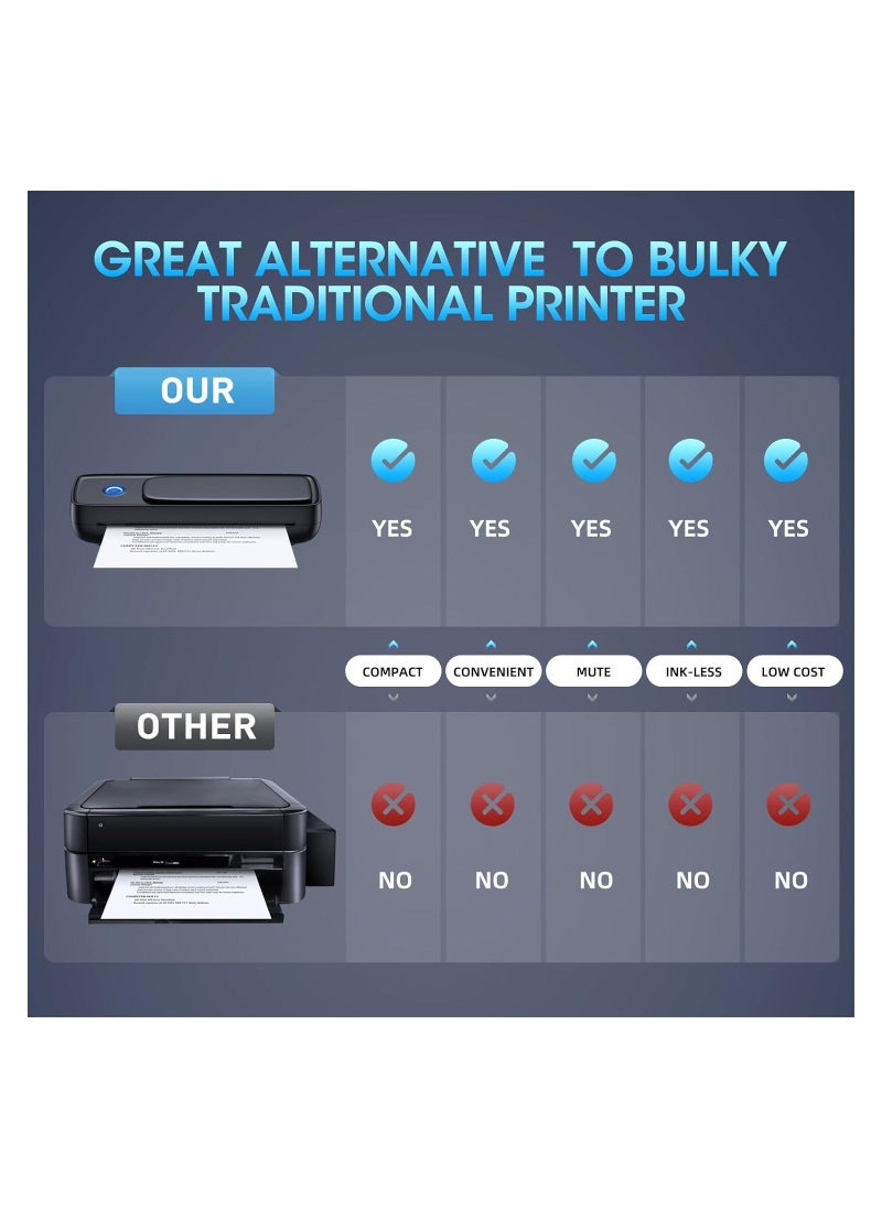 Portable Printers for Travel with Phone Holder, Thermal, Wireless, Bluetooth, Mini Inkless-Printer Travel Support 8.5" x 11" for Letter & Legal A4 & A5 Thermal Paper, Compatible with Android & iOS - Image 1