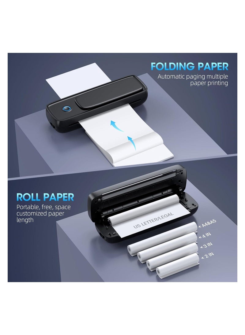 Portable Printers for Travel with Phone Holder, Thermal, Wireless, Bluetooth, Mini Inkless-Printer Travel Support 8.5" x 11" for Letter & Legal A4 & A5 Thermal Paper, Compatible with Android & iOS - Image 2