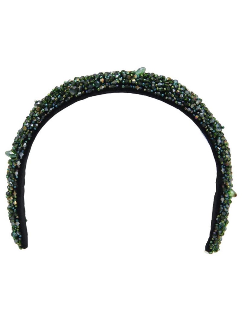 D'Daniela - Headband Monalisa For Women's and  Girls Green Bavarian Forest Stones Hand Made - Image 1