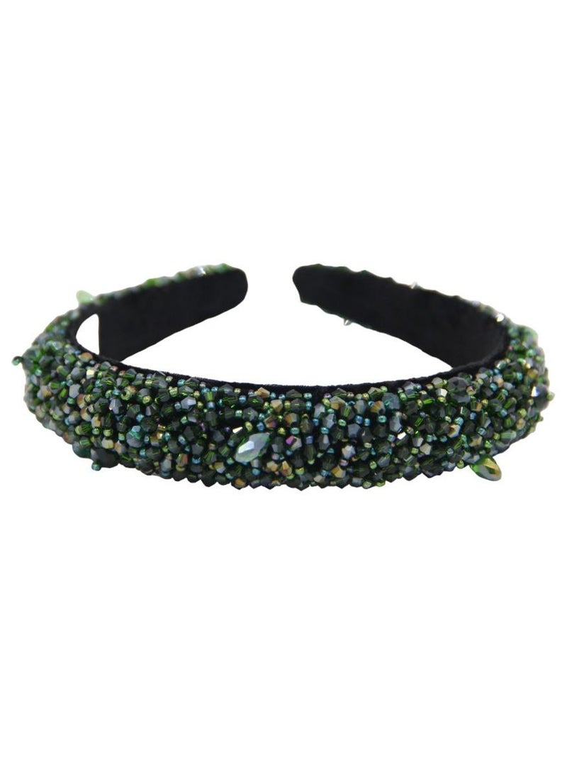 D'Daniela - Headband Monalisa For Women's and  Girls Green Bavarian Forest Stones Hand Made - Image 1