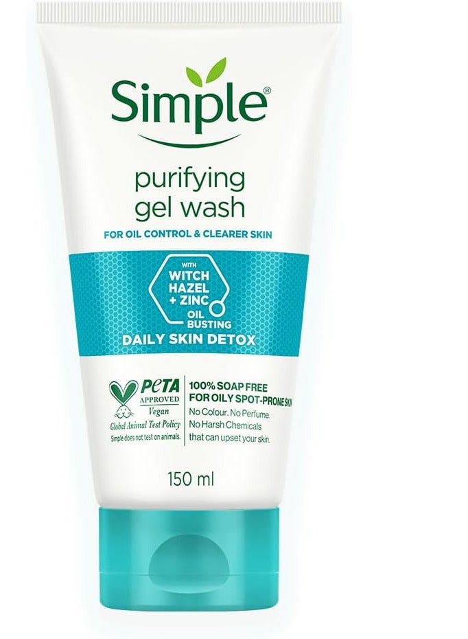 simple Purifying Gel Wash Enriched with Thyme,Zinc,and Witch hazel to purify and clean deeply,150ml - Image 1