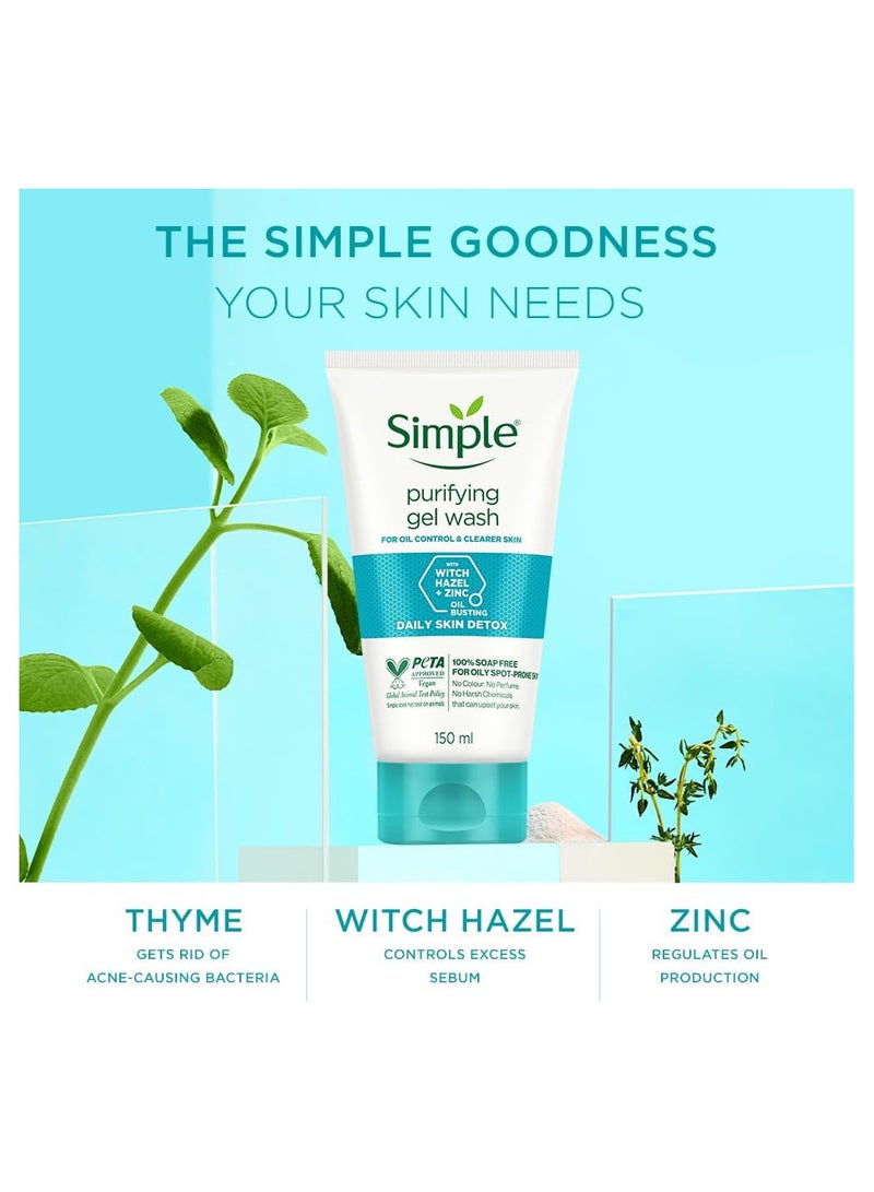 simple Purifying Gel Wash Enriched with Thyme,Zinc,and Witch hazel to purify and clean deeply,150ml - Image 4