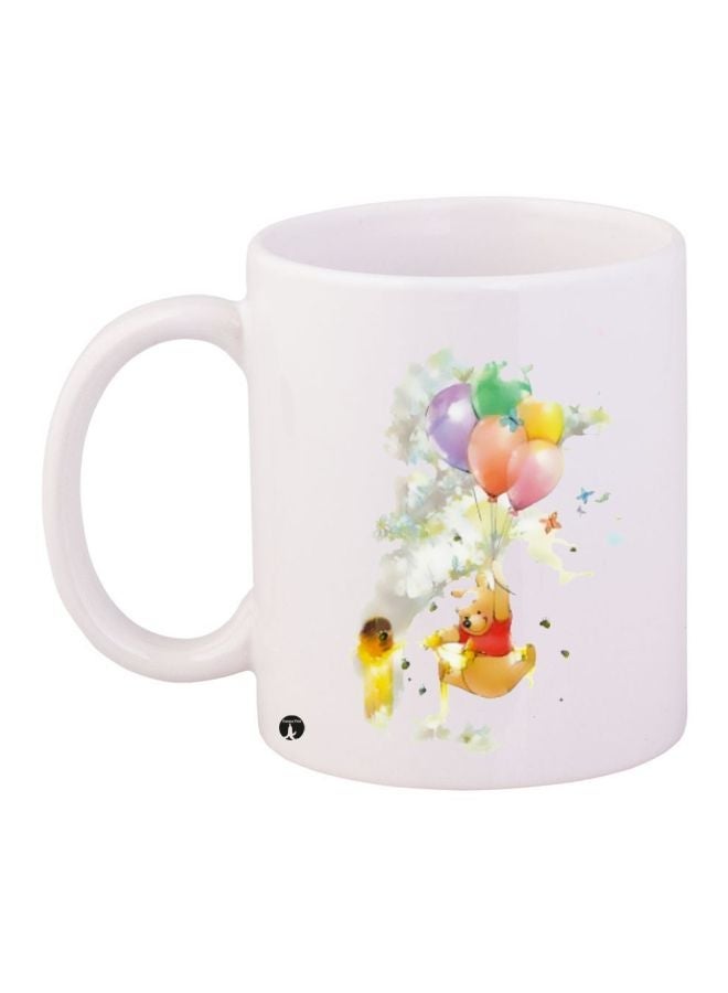 RYN Cartoon Printed Coffee Mug White/Yellow/Purple 11ounce