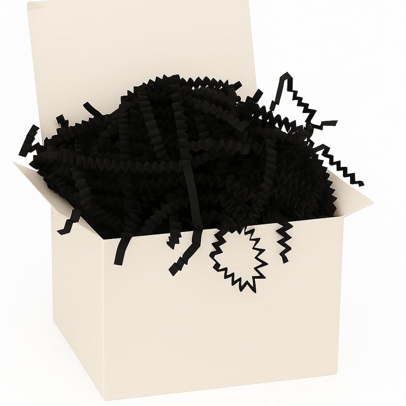 JPPL Crinkle Shredded Paper for Gift Wrapping, Basket & Hamper Filling | Eco-Friendly Kraft Confetti Filler for DIY, Return Gifts, Boxes & Crafts | Black | 500gm | - Image 2