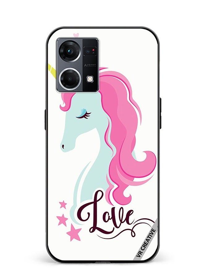 VR CREATIVE Protective Case Cover For Oppo Reno8 4G Love Unicorn Design Multicolour - Image 1