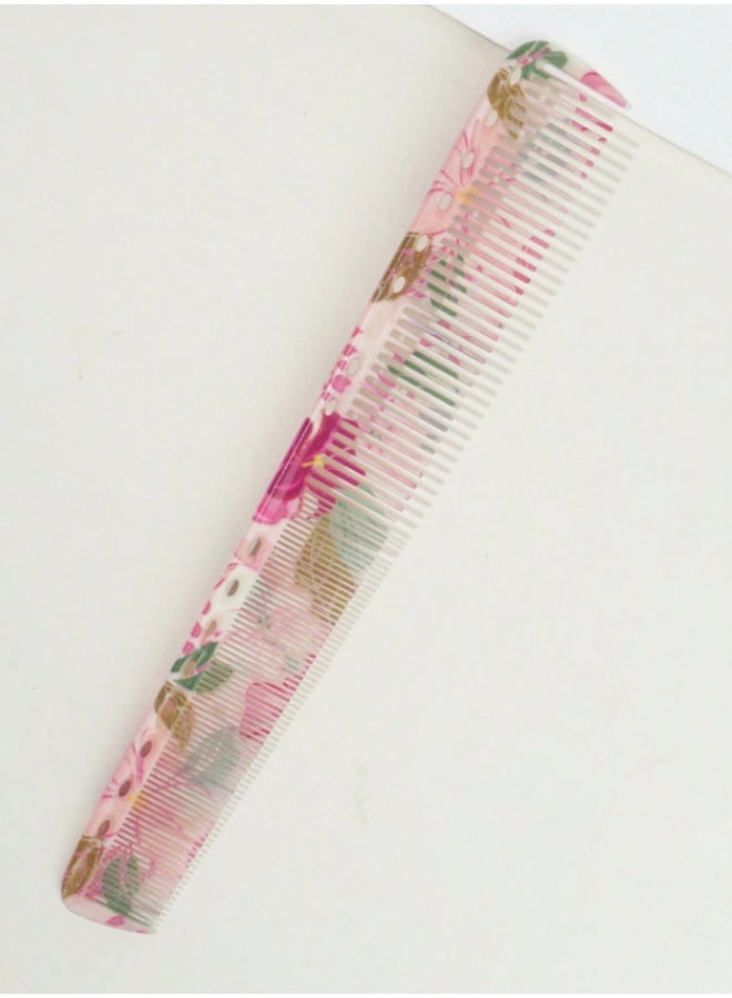 Elegant 3-Piece Professional Hair Comb Set featuring a Vibrant Pink Floral Print, including a Rat Tail Comb, Fine-Tooth Styling Comb, and Portable Dressing Comb for Daily Use. - Image 3