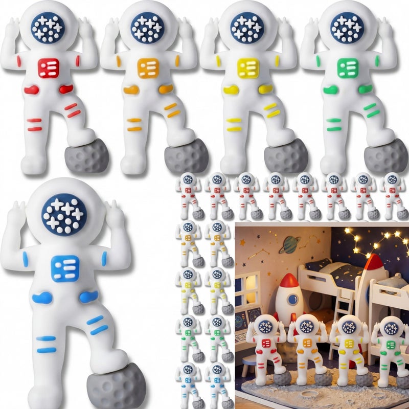 Sonwyoung 50 Pcs Mini Astronaut Figurines Tiny Spaceman Toys for Kids Easter Egg Stuffers School Gift Piata Goodie Bag DIY Garden Tabletop Dollhouse Decor Space Cake Topper Victory Pose - Image 3