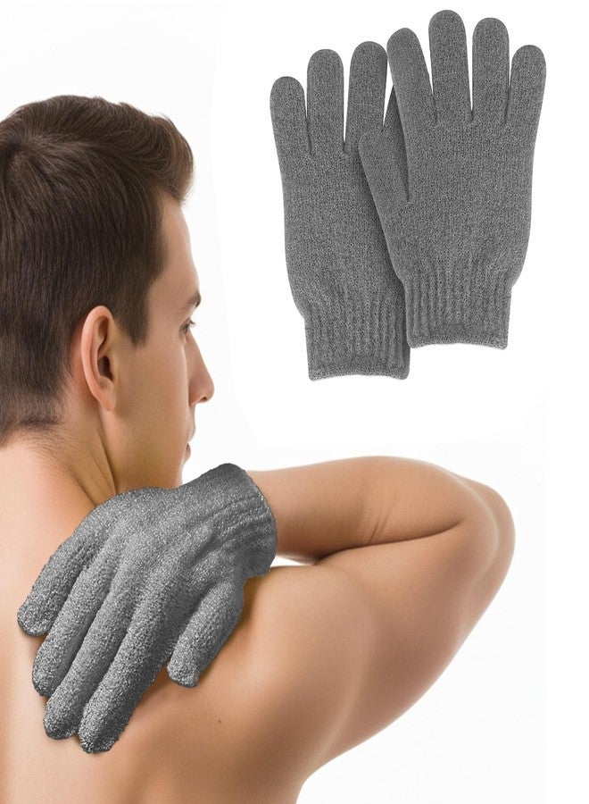 MOLOPPO 2 PCS Exfoliating Glove, Scrub Gloves Exfoliating, loofah, Body Exfoliator, Bath Gloves（Grey） - Image 1