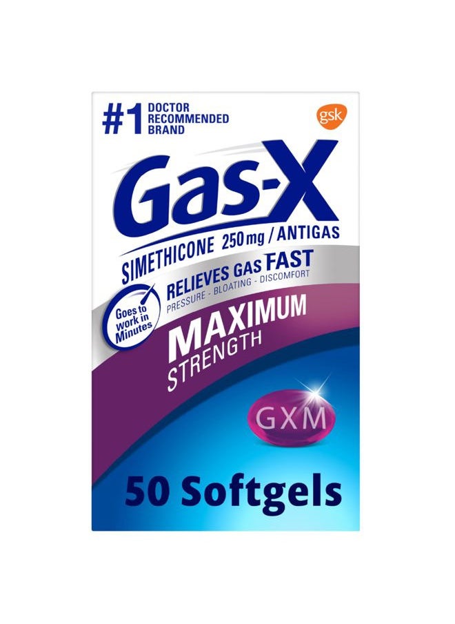 Gas-X - Maximum Strength Gas Relief Softgels with Simethicone 250 mg for Bloating Relief - 50 Count - Image 1