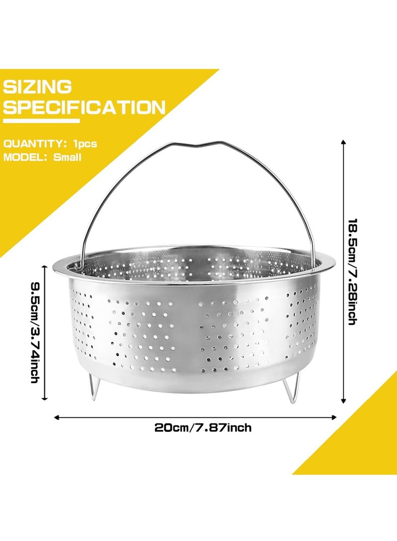 Stainless Steel Steamer Basket with Handle Rice Cooker Steaming Basket Metal Steamer Insert Steaming Rack for Rice Cooker Warmer Kitchen Cookware Silver（20cm） - Image 2