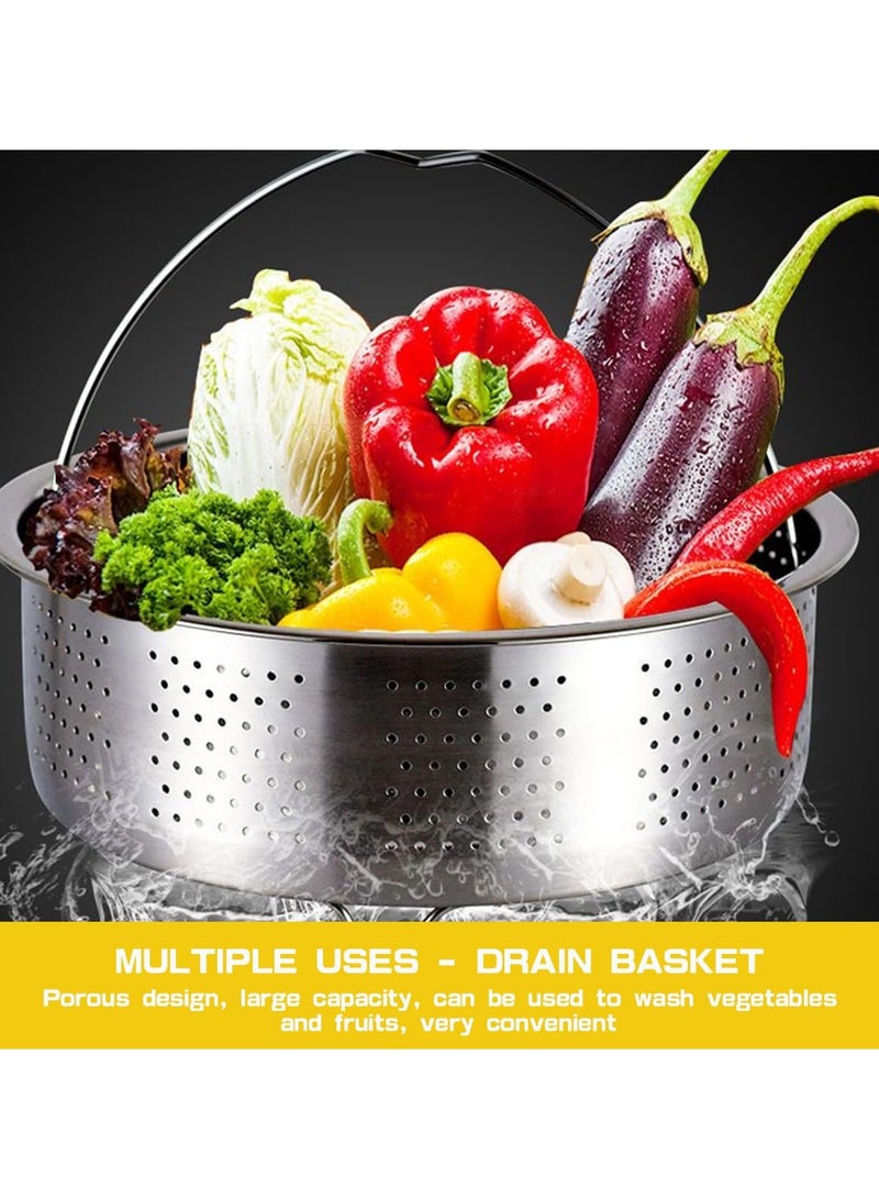 Stainless Steel Steamer Basket with Handle Rice Cooker Steaming Basket Metal Steamer Insert Steaming Rack for Rice Cooker Warmer Kitchen Cookware Silver（20cm） - Image 3