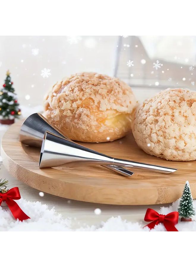 3pcs Stainless Steel Puff Pastry Cream Nozzles Piping Tips Filling Long Tip Easy To Use Multi Functional Icing Tools Suitable For Puffs Lightning Puffs Cupcakes Macarons Bread Donuts Cookies Cake Decorating Tools - Image 4
