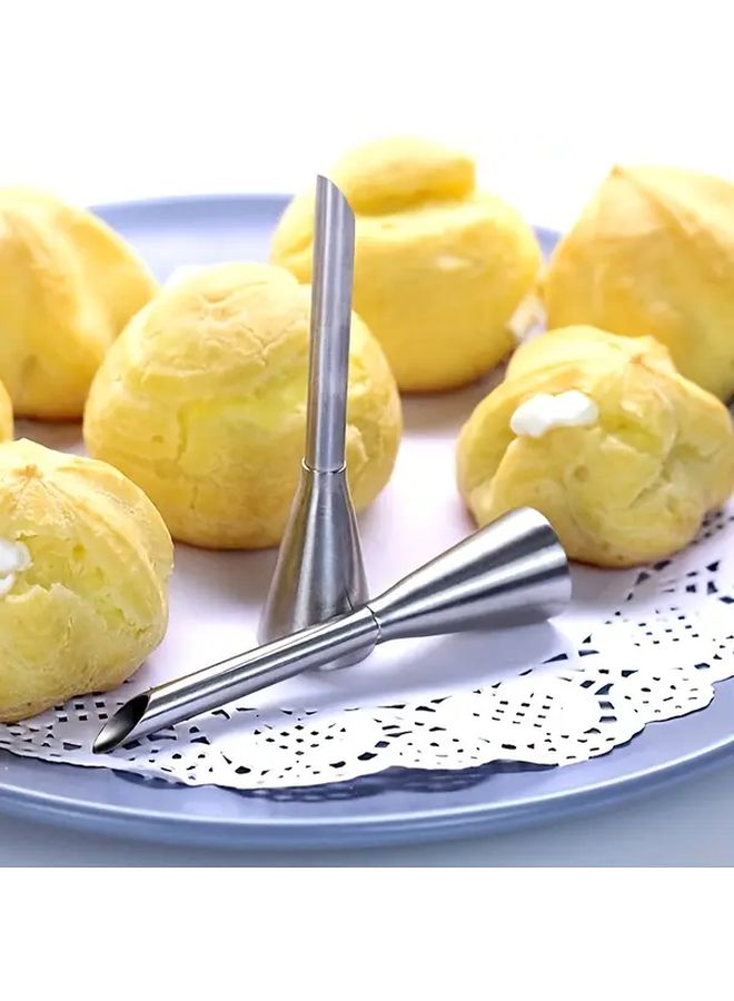 3pcs Stainless Steel Puff Pastry Cream Nozzles Piping Tips Filling Long Tip Easy To Use Multi Functional Icing Tools Suitable For Puffs Lightning Puffs Cupcakes Macarons Bread Donuts Cookies Cake Decorating Tools - Image 5