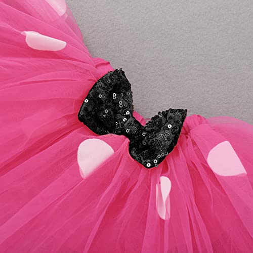 IMEKIS Mouse 3rd Birthday Outfit Baby Girl Short Sleeve T-Shirt Top Polka Dots Mini Tutu Skirt Headband 3 Years Old Cake Smash Photo Props I'm Three Toddler Third Birthday Party Hot Pink + Black 3T - Image 5