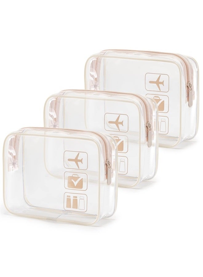 MODENGKONGJIAN TSA Approved Toiletry Bag, 3 Pcs Clear Toiletries Bags Quart Size Travel Makeup Cosmetic Bag for Women Men, Carry on Airport Airline Compliant Bag (Flesh Pink) - Image 1