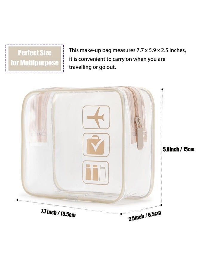 MODENGKONGJIAN TSA Approved Toiletry Bag, 3 Pcs Clear Toiletries Bags Quart Size Travel Makeup Cosmetic Bag for Women Men, Carry on Airport Airline Compliant Bag (Flesh Pink) - Image 3