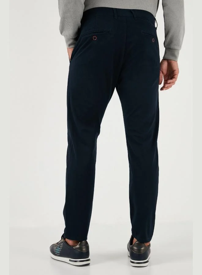 Buratti  Buratti Stretch Cotton Slim Fit Regular Waist Straight Leg Trousers Men's PANTS 674003 for Men | Best Price UAE