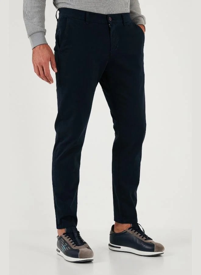 Buratti  Buratti Stretch Cotton Slim Fit Regular Waist Straight Leg Trousers Men's PANTS 674003 for Men | Best Price UAE