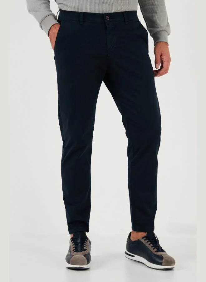 Buratti  Buratti Stretch Cotton Slim Fit Regular Waist Straight Leg Trousers Men's PANTS 674003 for Men | Best Price UAE