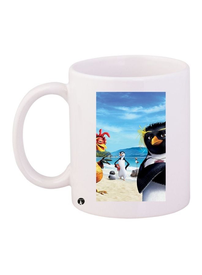 RYN Cartoon Printed Coffee Mug White/Blue/Black 11ounce