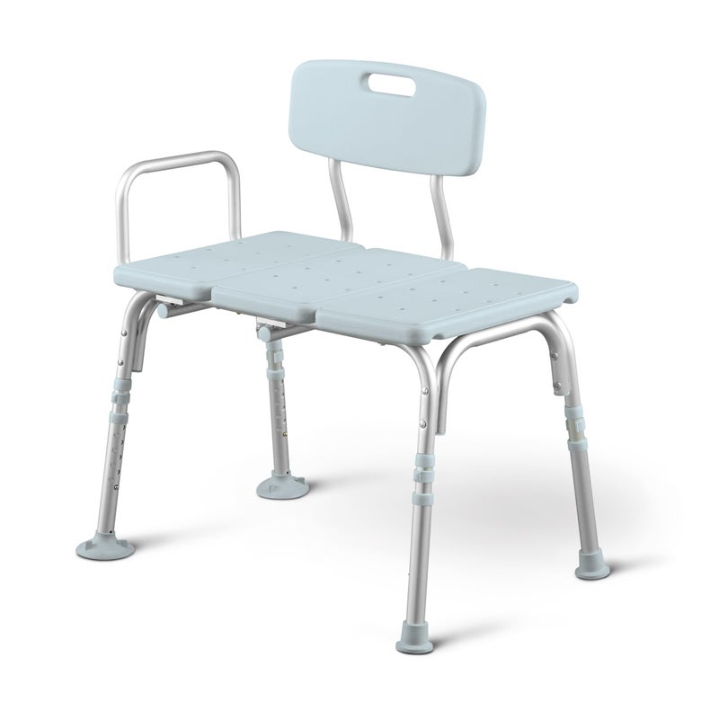 Medline Medline Tub Transfer Bench and Shower Chair with Microban Antimicrobial Protection Adjustable Shower Bench and Bath Seat For Seniors And Elderly 350 lb Weight Capacity Light Blue 