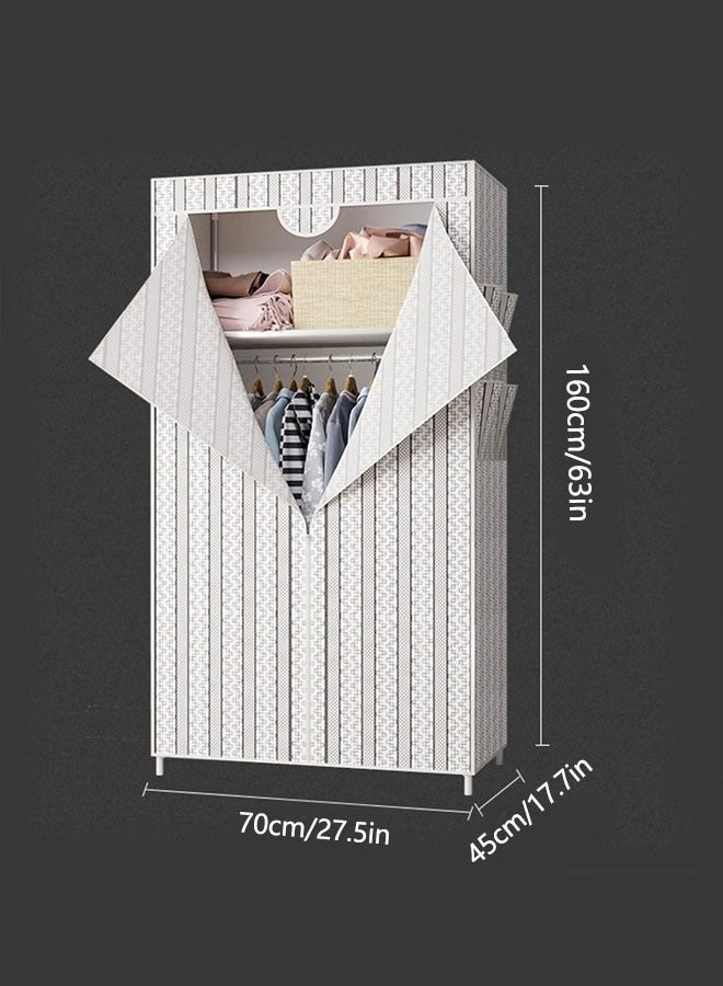 Generic Portable Closet Wardrobe Closet Simple Freestanding Cloths Garment Organizer Assembly Closet with Cover for Apartment Easy Assemble(White)  - Image 2