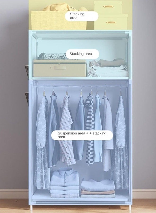 Generic Portable Closet Wardrobe Closet Simple Freestanding Cloths Garment Organizer Assembly Closet with Cover for Apartment Easy Assemble(White)  - Image 4