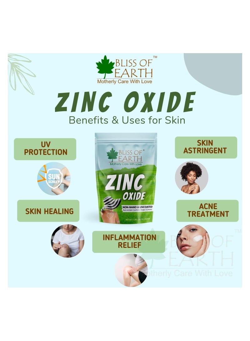 BLISS OF EARTH Bliss of Earth 16oz Zinc Oxide Powder Non-Nano & Uncoated for Skin, Face, Cosmetic & DIY Product 453Gm Pack of 5  - Image 2