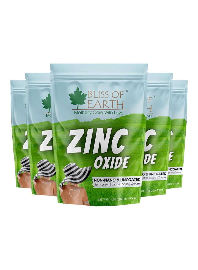 BLISS OF EARTH Bliss of Earth 16oz Zinc Oxide Powder Non-Nano & Uncoated for Skin, Face, Cosmetic & DIY Product 453Gm Pack of 5  - Image 1