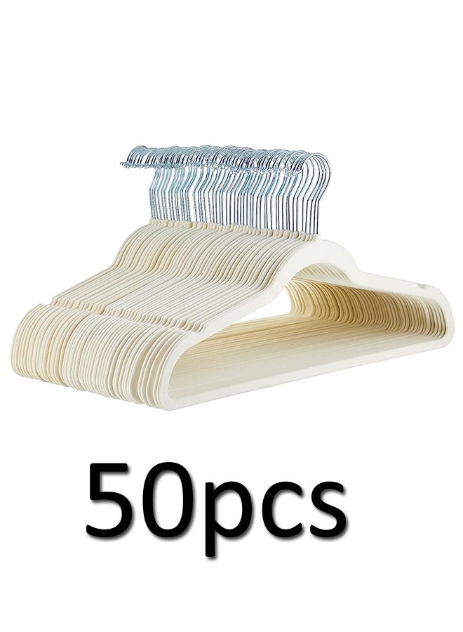 50 حزمة شماعات 45cm المخملية شماعات غير زلق الفضاء حفظ شماعات الكبار شماعات ( بيج ) - Image 1