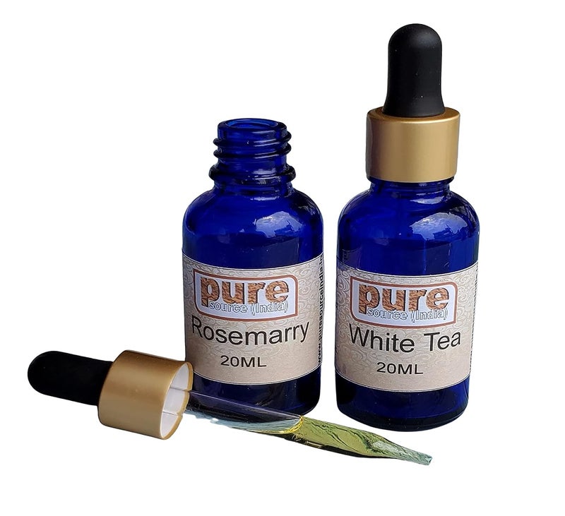 Pure Source India Pure Source India Rosemary Oil White Tea Essential Oils Pure 100 Natural for Healthy Skin Face and Hair 20 ml 20 ml - Image 1