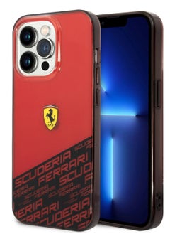 Ferrari Ferrari PC/TPU IML Case with Bottom Scuderia Allover Print iPhone 14 Pro Compatibility - Red  - Image 1