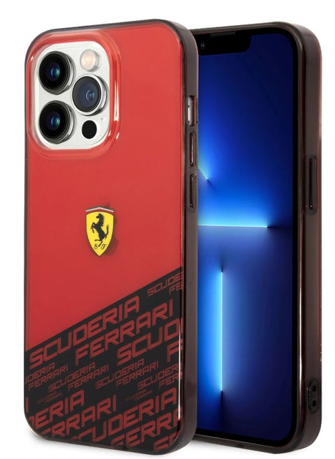 Ferrari PC/TPU IML Case with Bottom Scuderia Allover Print iPhone 14 Pro Compatibility - Red