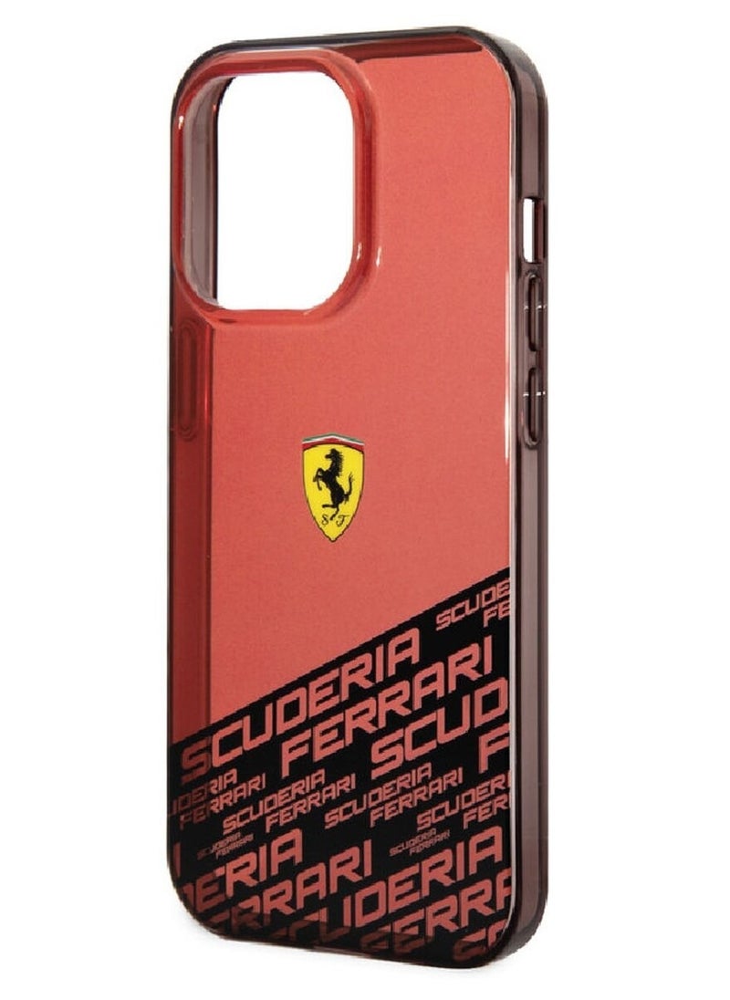 Ferrari - Ferrari PC/TPU IML Case with Bottom Scuderia Allover Print iPhone 14 Pro Compatibility - Red - Image 1