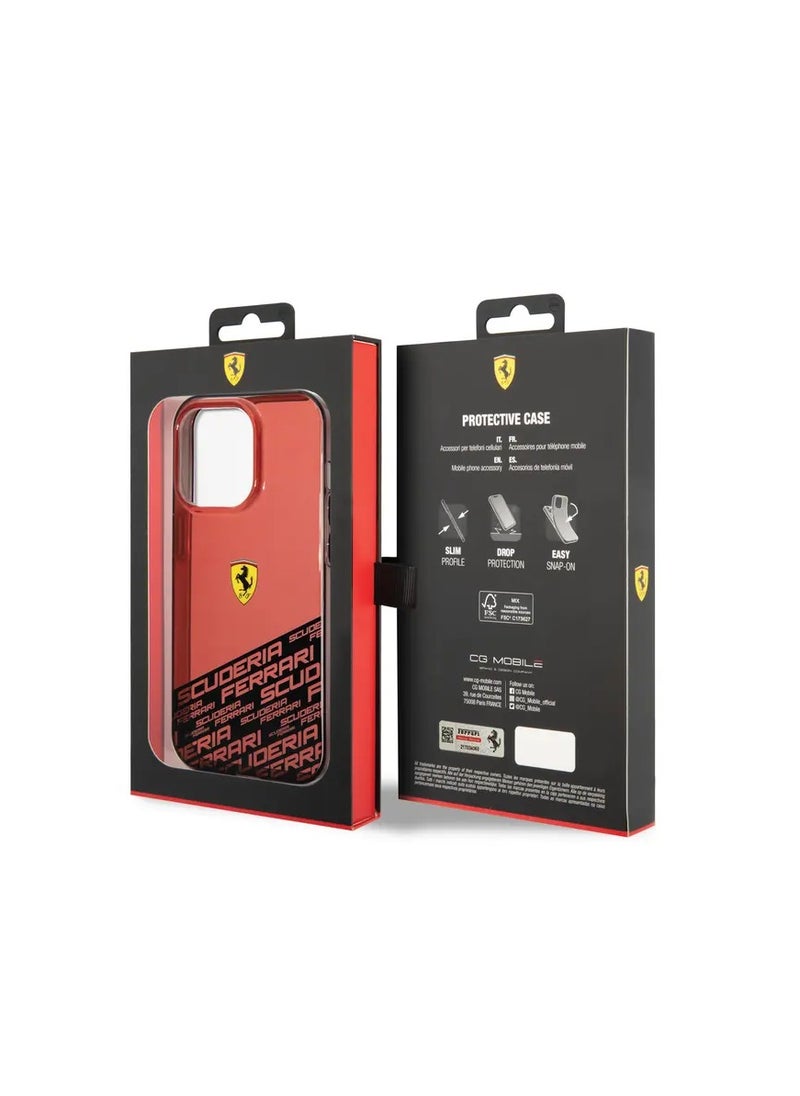 Ferrari - Ferrari PC/TPU IML Case with Bottom Scuderia Allover Print iPhone 14 Pro Compatibility - Red - Image 1