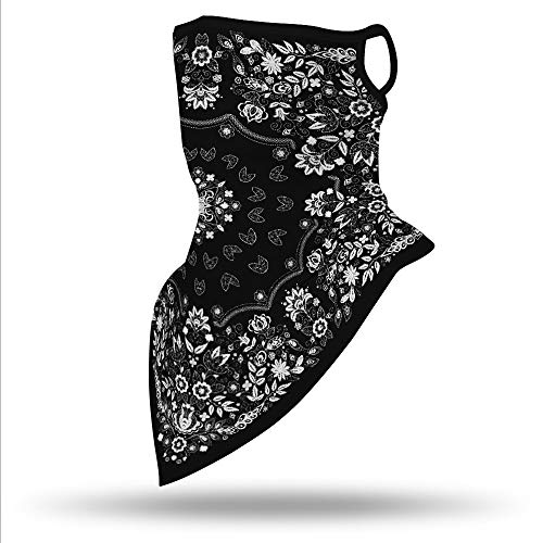 YAYOUREL Flowers Floral Neck Gaiter Face Mask Covering Bandanas for Men Women Summer UV Face Scarf Mask Cover Ear Loop Hole Triangle Facemask Headwear for Fishing Running Cycling Hiking - Image 4