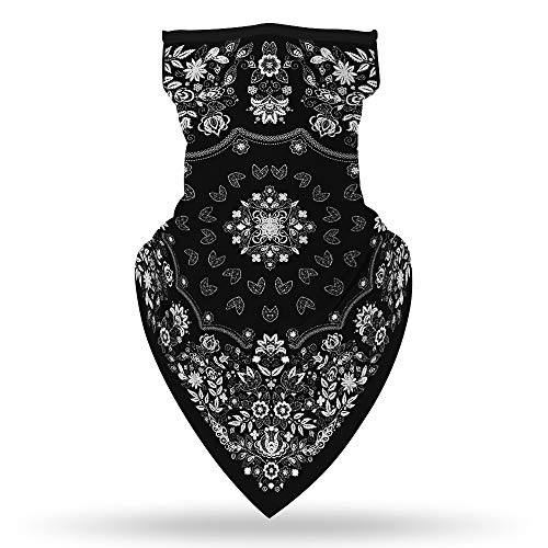YAYOUREL Flowers Floral Neck Gaiter Face Mask Covering Bandanas for Men Women Summer UV Face Scarf Mask Cover Ear Loop Hole Triangle Facemask Headwear for Fishing Running Cycling Hiking - Image 3