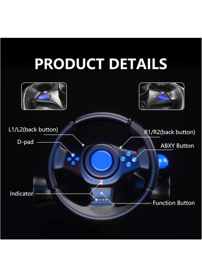 Denzoz Gaming Steering Wheel Racing Wheel with Pedals and Shifter 180 Degree Driving Force Racing Wheel PC Steering Wheel for PS4 PC PS3 Xbox Series X|S Nintendo Switch Xbox One  - Image 2