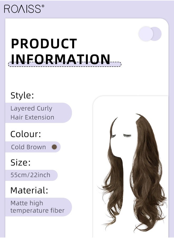 V-Shaped Layered Curly Hair Extension, One Piece Hair Extension Wig with 4 Clips, Heat Resistant Synthetic Hairpiece for Women Girls, Cold Brown, 55cm (22 inches) - pzsku/ZBB555B4653C6A37153B3Z/45/_/1706063135/55b6679d-bfb4-41d5-afa7-f25d432c6669