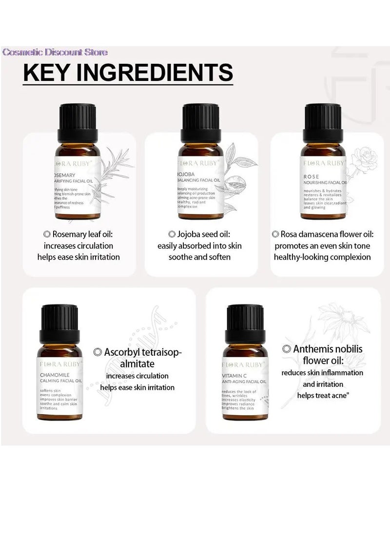 FLORA RUBY - Rosemary Clarifying Facial Oil Rosemary Essential Facial Oil for Face and Skin Moisturizing and Nourishing Clarifying Skin Tone Soothes the Appearances of Redness and Puffiness Rosemary Oil 15ml - Image 1