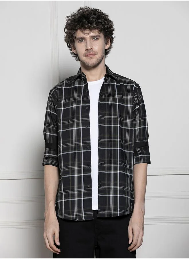 Dennis Lingo Tartan Check Long Sleeves Casual Shirt