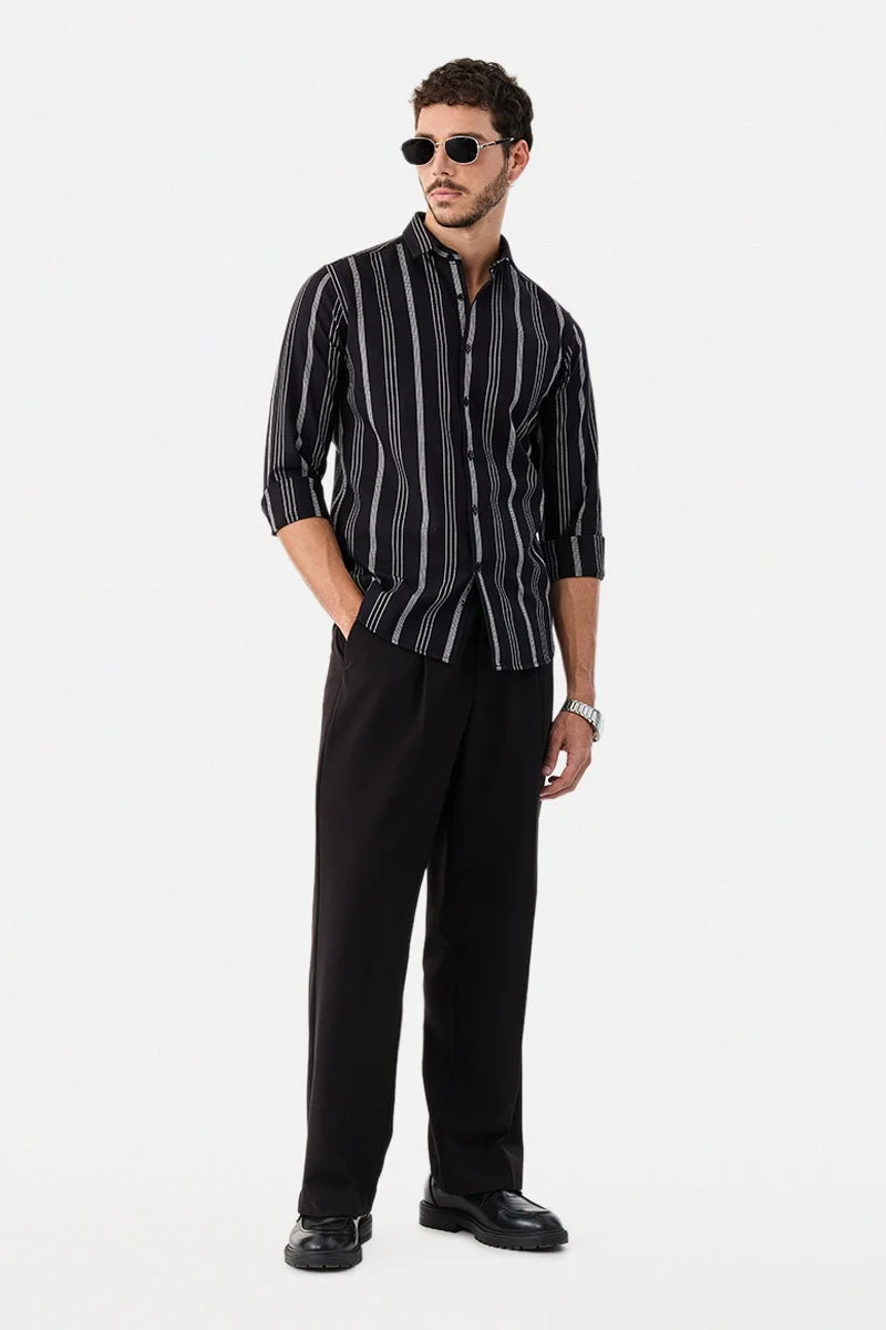 سنيتش قميص قطني مخطط بقصة ضيقة