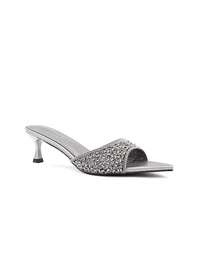 IconStyle Heel slipper decorated with sparkling rhinestone accents.