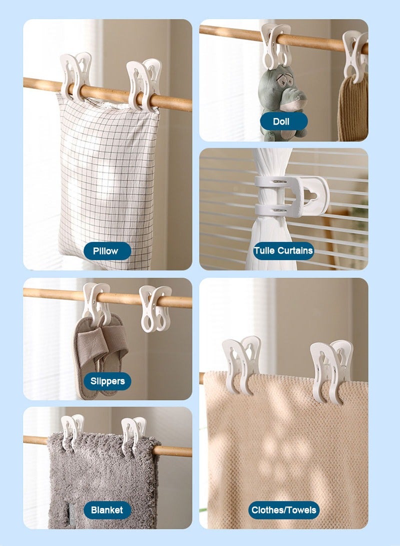 Muyixin مشابك غسيل منشفة الشاطئ شديدة التحمل، مشابك ملابس مقاومة للرياح، 6 قطع، أبيض - Image 5