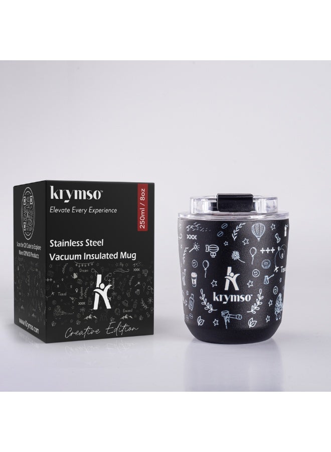 KRYMSO 250ml Travel Coffee Mug, Stainless Steel Coffee Mug Insulated Tumbler, Thermos Flask, Double Wall Thermal Coffee Cup, Travel Mug with Leakproof Lid - Image 3