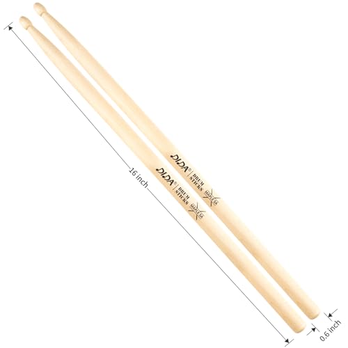 DIDA Drum Sticks, Drum Sticks for Drums, Natural Solid Wood丨Weight Balanced丨Non-Slip Grip, Live Performance & Drum Kit Practice Accessories, Percussion Drumsticks for Beginner (1 Pair, No Grip, 5 A) - Image 2